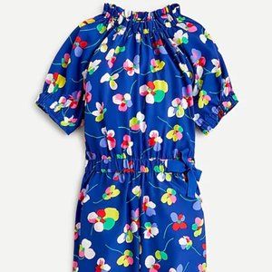 Girls Ruffle Neck Jumpsuit - Blue Floral Size 4Y